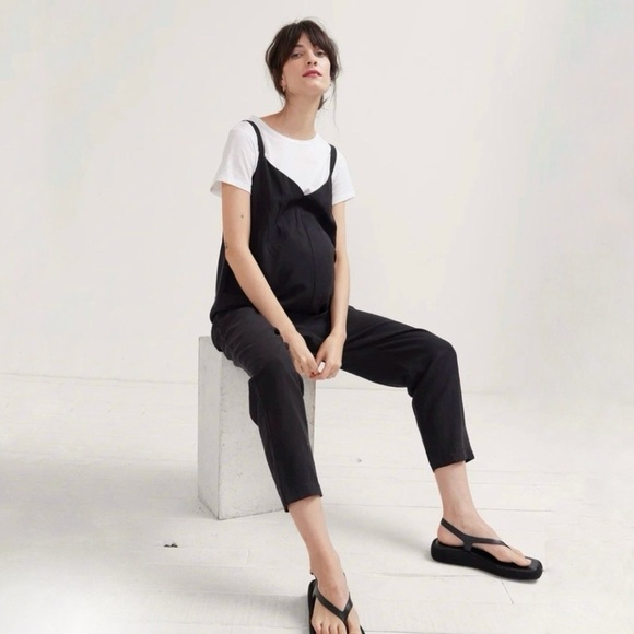 Hatch Georgie Jumper Sleeveless V Neck Maternity Jumpsuit Black Size 1 Small - Picture 1 of 16